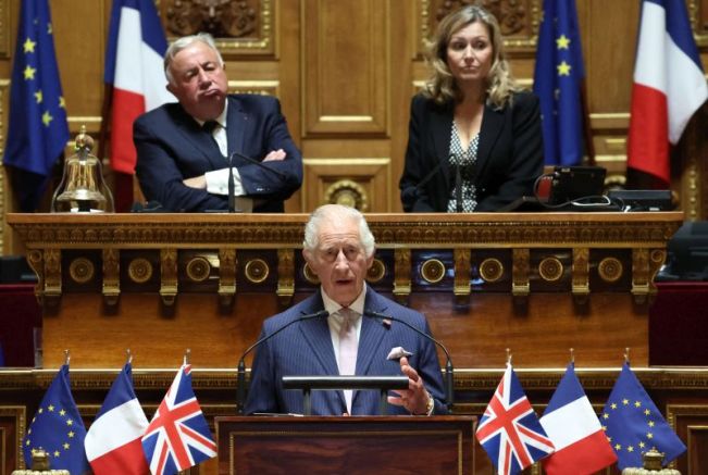 Британският крал Чарлз Третипроизнесе днес реч пред френския Сенат на