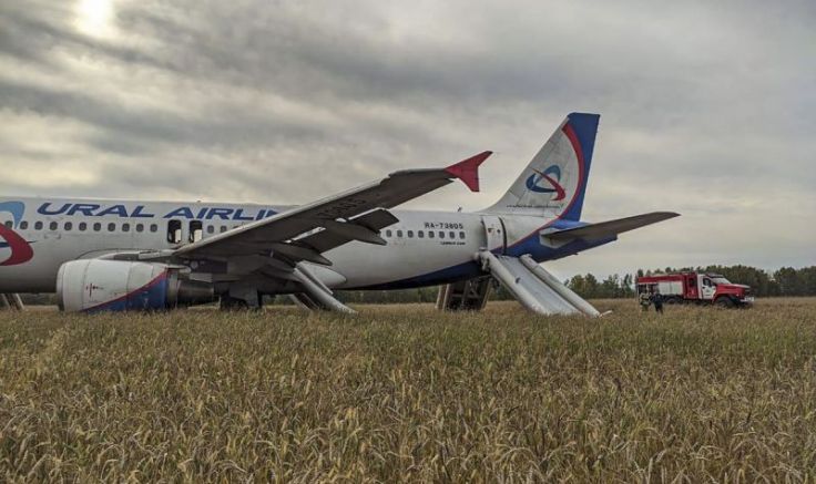 Самолет Airbus A320 на Уралските авиолинии извършващ полет от Сочи