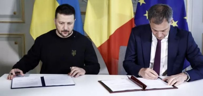 Украинският президент Володимир Зеленски подписа днес в Белгия двустранно споразумение