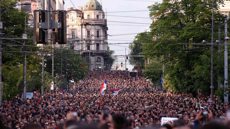 Втори масов протест в Белград под мотото Сърбия срещу насилието
