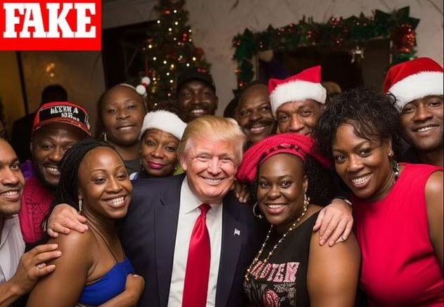 Доналд Тръмп сред млади щастливи и усмихнати афроамериканци такива
