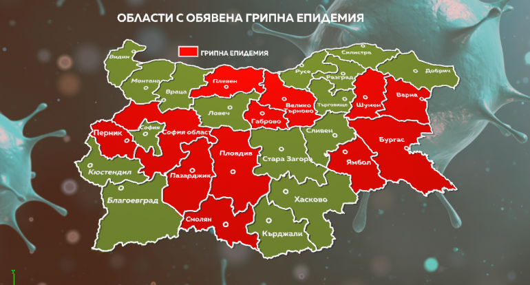 Велико Търново и Ямбол са в грипна епидемия от днес