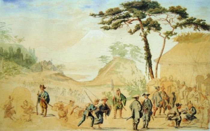 Картина на бунтовническата войска на шогуната Такугава - автор Жул Брюнет