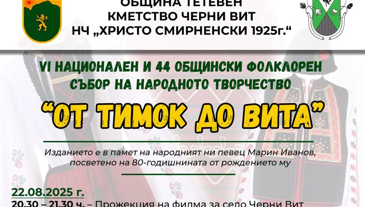 Национален и общински събор на народното творчество „От Тимок до Вита“ събира жители и гости в Черни Вит