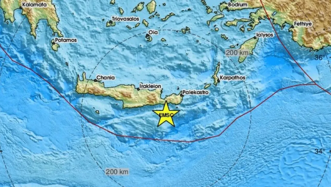 Плитък трус разлюля мощно остров Крит