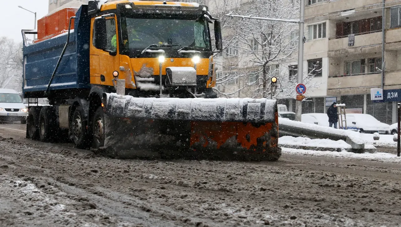 Сняг вали в София, 109 снегорина работят на терен, трафикът е затруднен 