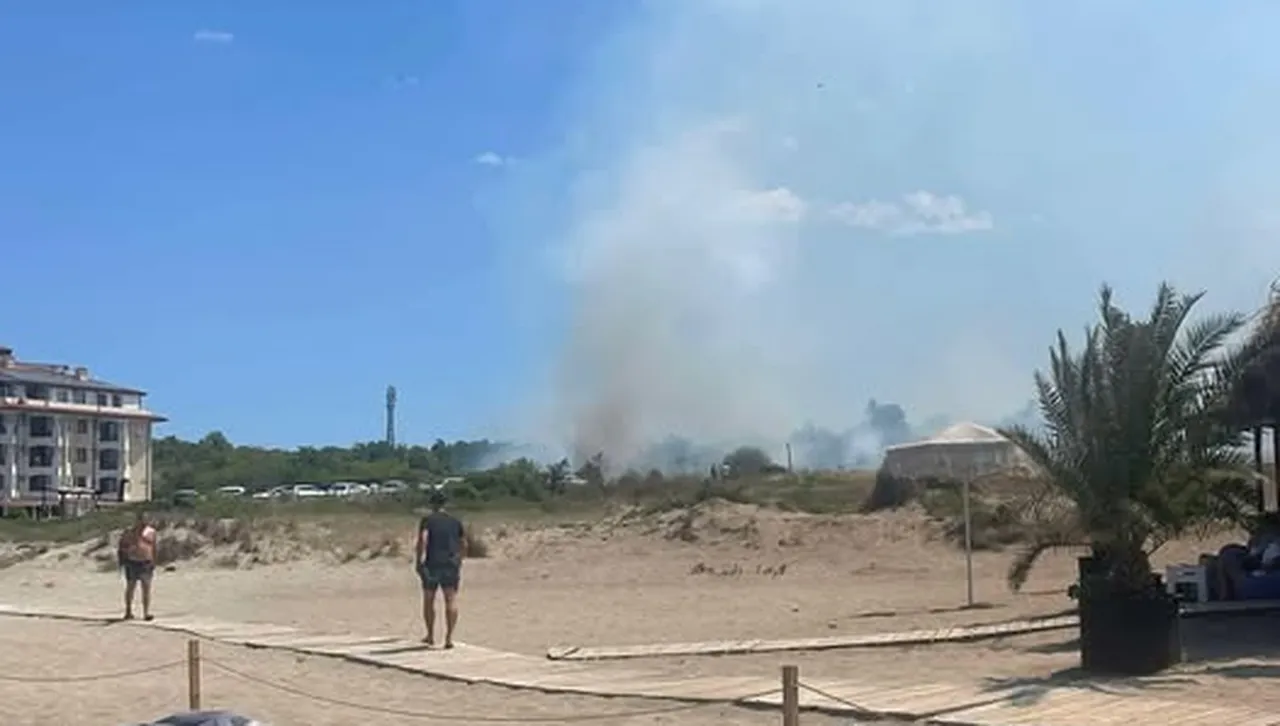 Пламна пожар на плаж „Нестинарка“