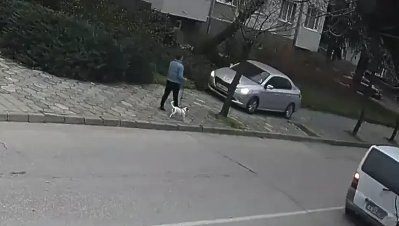 Шофиращ по тротоар автомобил едва не сгази пешеходка 