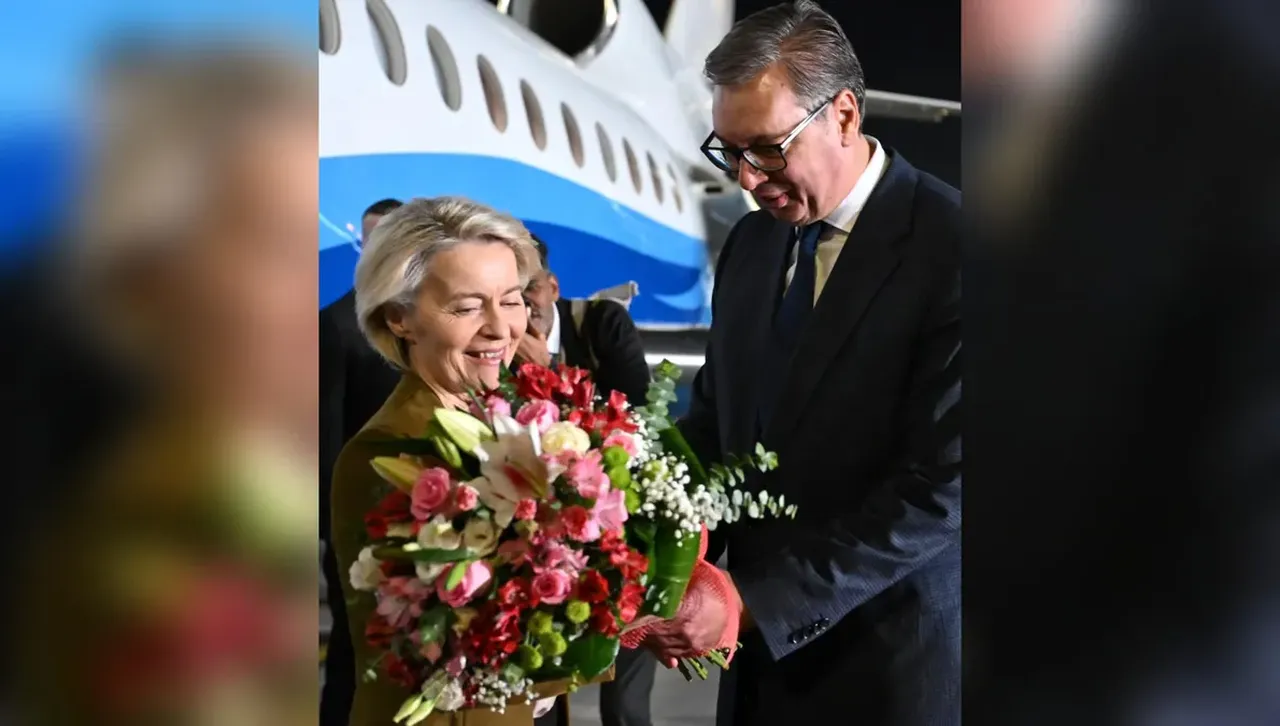 Вучич и гвардията посрещнаха тържествено Фон дер Лайен пред Двореца на Сърбия