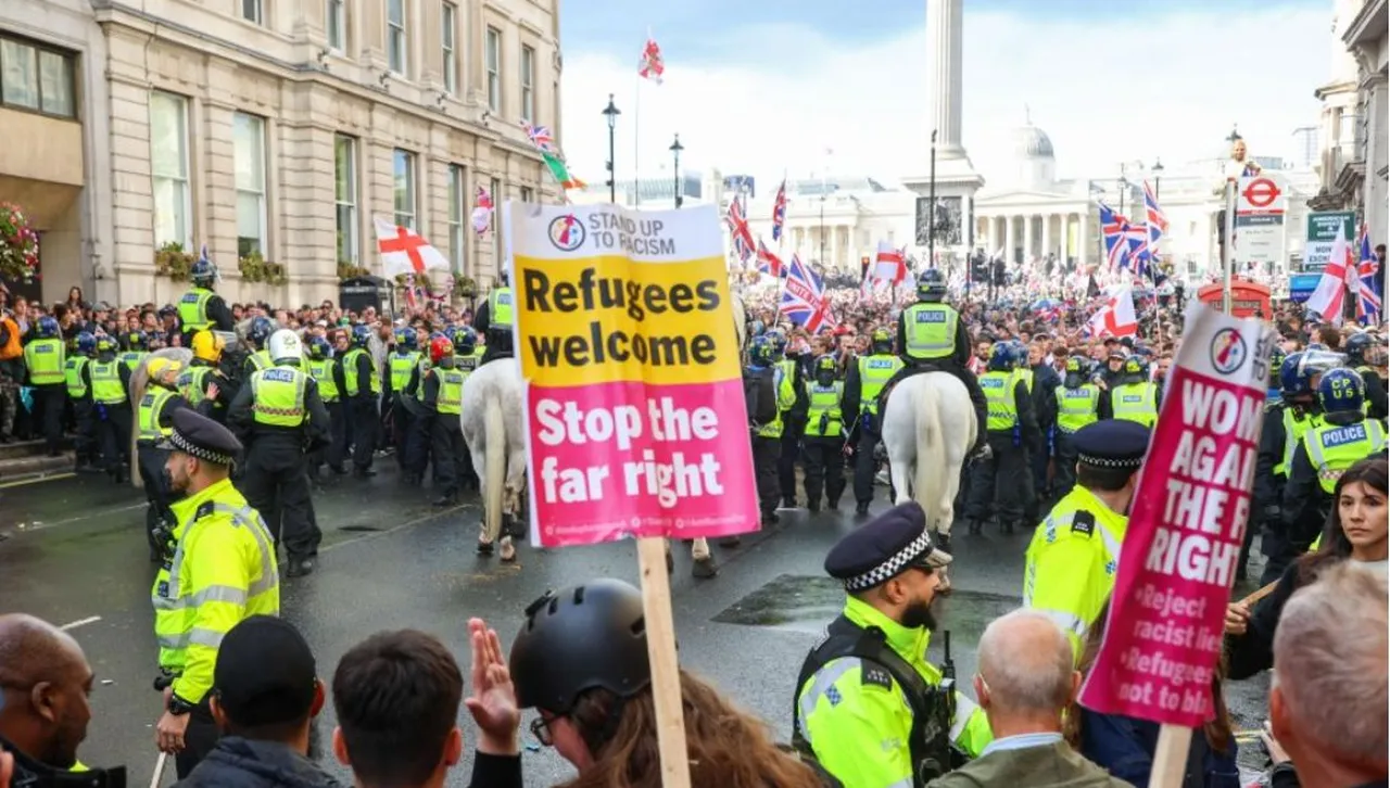 110 000 души се събраха на протеста на крайната десница в Лондон, стигна се до сблъсъци