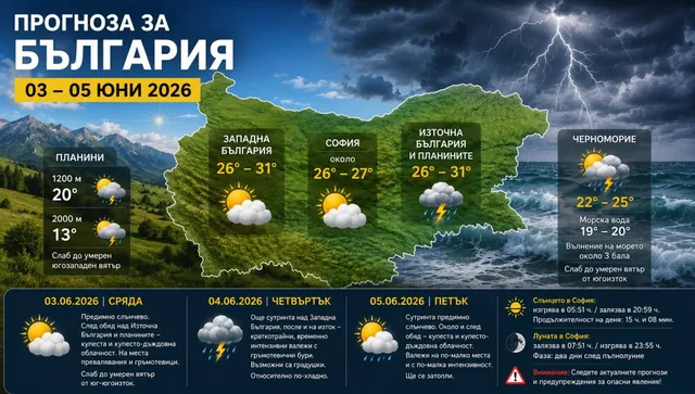 Времето днес: Температури до 31°, но следобед идват бури и гръмотевици