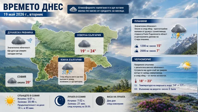 Времето днес: Дъжд и гръмотевици в Южна България, слънце по морето